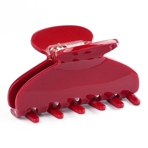 Accessories - Stylish 3 Inch Acetate Hair Clip - Cherry Red Claw for Secure All-Day Style